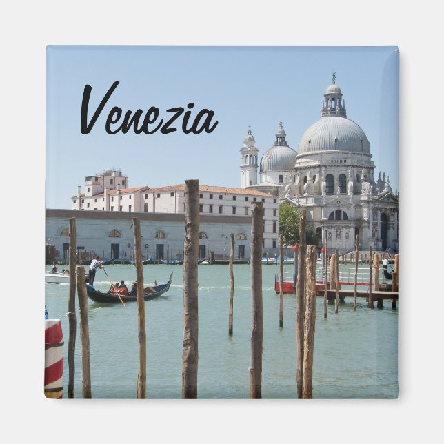 Imán Magnet cuadrado de Venecia con texto (Frente)