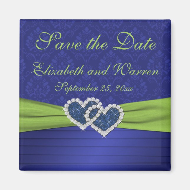 Imán Magnet Damask Royal Blue y Chartreuse (Frente)