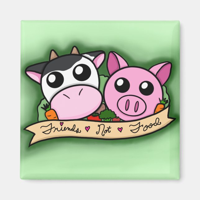Imán Magnet de amigos vegetarianos/veganos no alimentar (Frente)