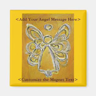 Imán Magnet de arte Ángel Amarillo con mensaje persona