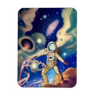 Imán Magnet de arte de Ilustracion astronauta de la gal