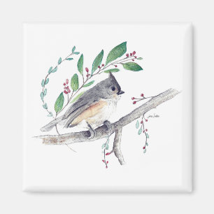 Imán Magnet de arte de pájaro de Titmouse