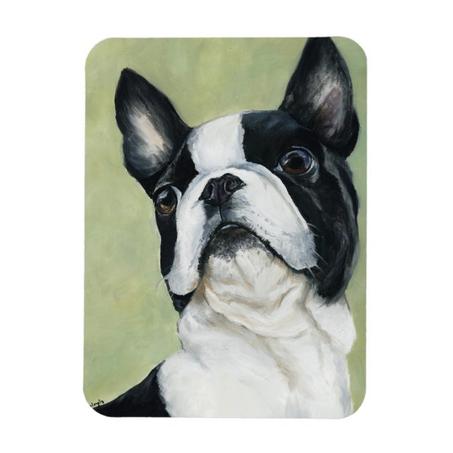 Imán Magnet de arte de perro de Boston Terrier (Vertical)