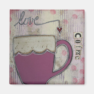 Imán Magnet de arte "Love Coffee" de Nancy Lefko