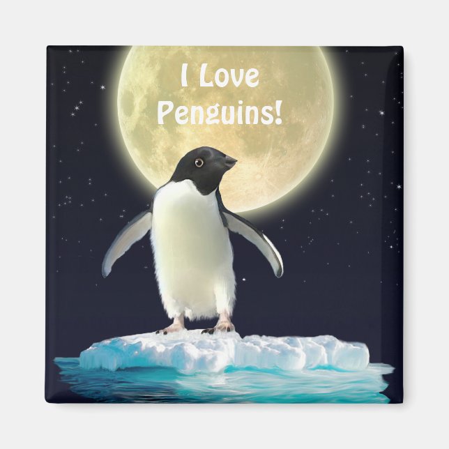 Imán Magnet de arte PENGUIN MOON Penguin Lover (Frente)