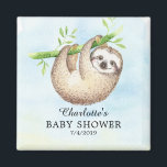 Imán Magnet de Baby Shower Favor de la Sloth Adorable<br><div class="desc">Imán de pereza dulce para una ducha de bebé de niños con la más dulce pereza de bebé sobre un fondo de color azul. Artículos coincidentes disponibles en nuestra tienda.</div>