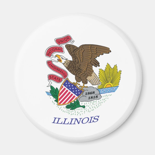 Imán Magnet de Bandera de Illinois (Frente)