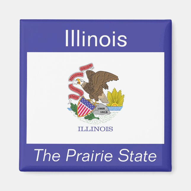 Imán Magnet de Bandera de Illinois (Frente)