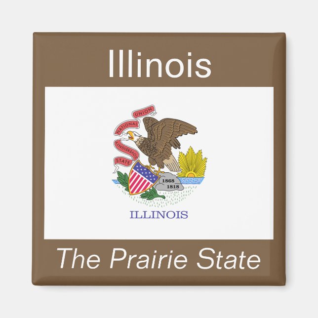 Imán Magnet de Bandera de Illinois (Frente)