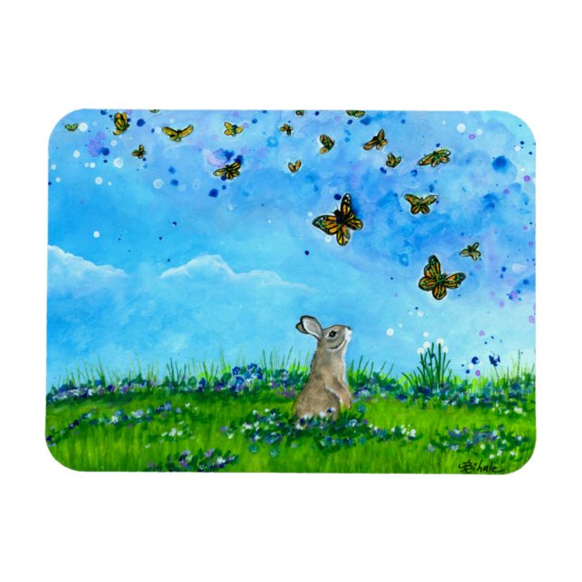 Imán Magnet de Bunny & Butterflies por Bihrle (Horizontal)