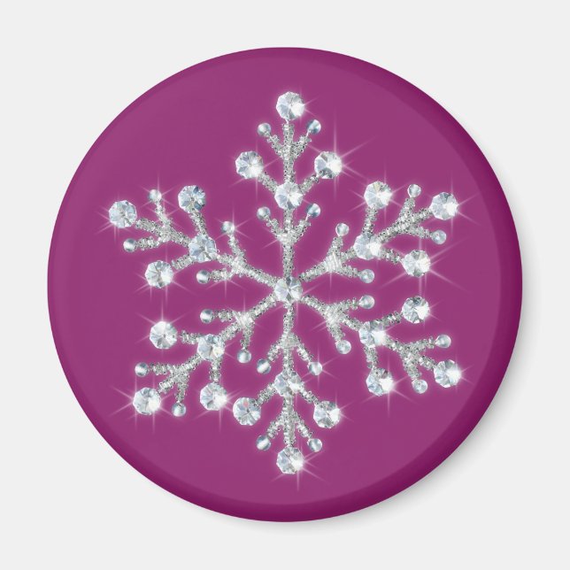 Imán Magnet de copo de nieve de cristal (azul) (Frente)