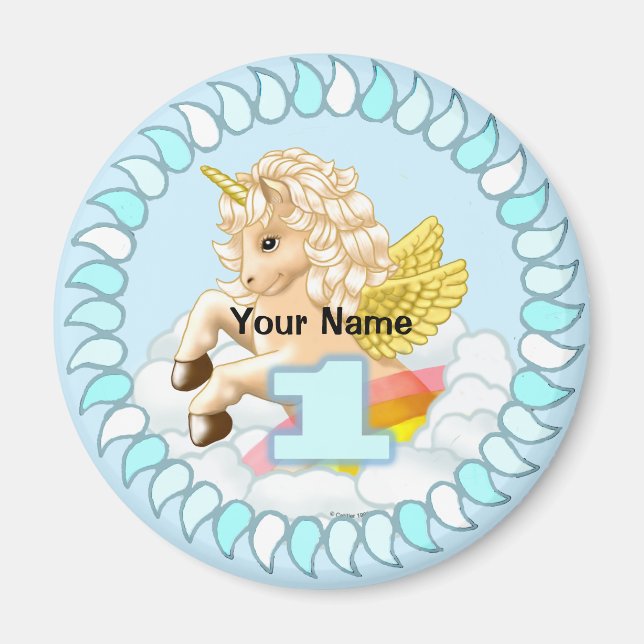 Imán Magnet de cumpleaños Unicorn de 1 año (Frente)