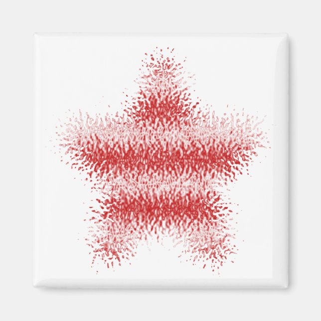 Imán Magnet de estrella retorcida (rojo y blanco) de EE (Frente)