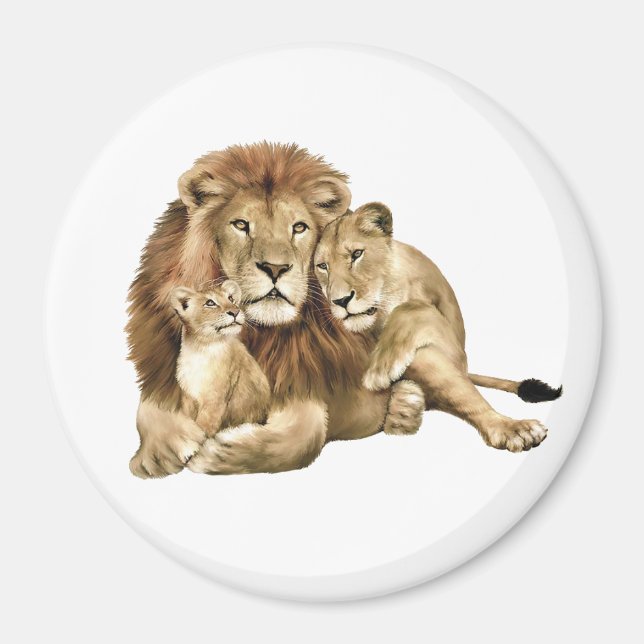 Imán Magnet de familia de leones (Frente)