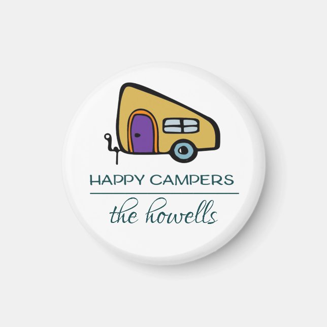 Imán Magnet de Favor de la Boda Personalizada - Campers (Frente)