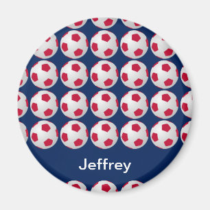 Imán Magnet de fútbol personalizado, rojo blanco y azu
