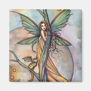 Imán Magnet de gato de hadas y hadas por Molly Harrison