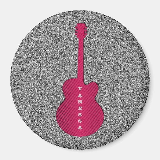 Imán Magnet de guitarra a rayas, rosa caliente (Frente)