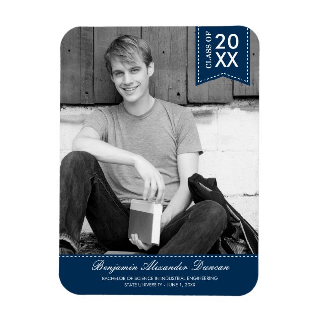 Imán Magnet de Invitación de Graduación con Elegancia (Vertical)