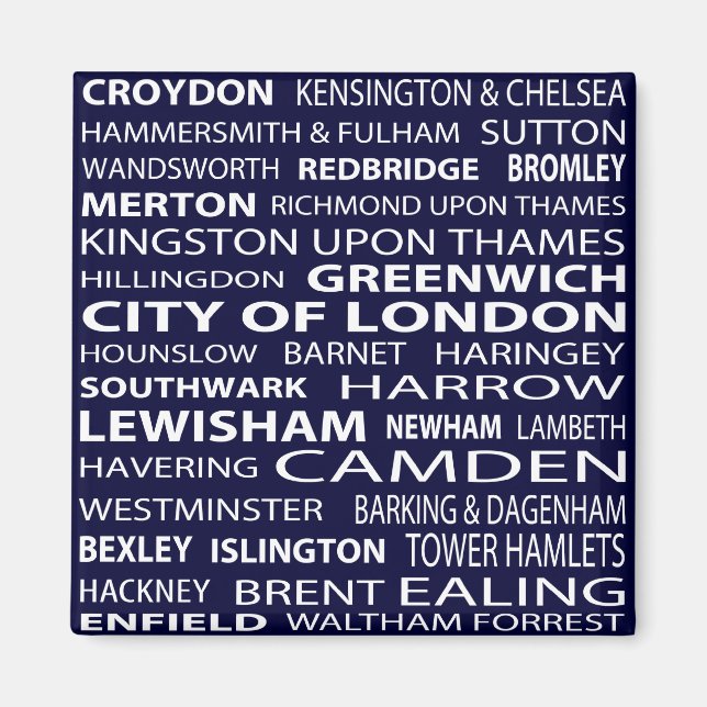 Imán Magnet de los Boroughs de Londres (Frente)