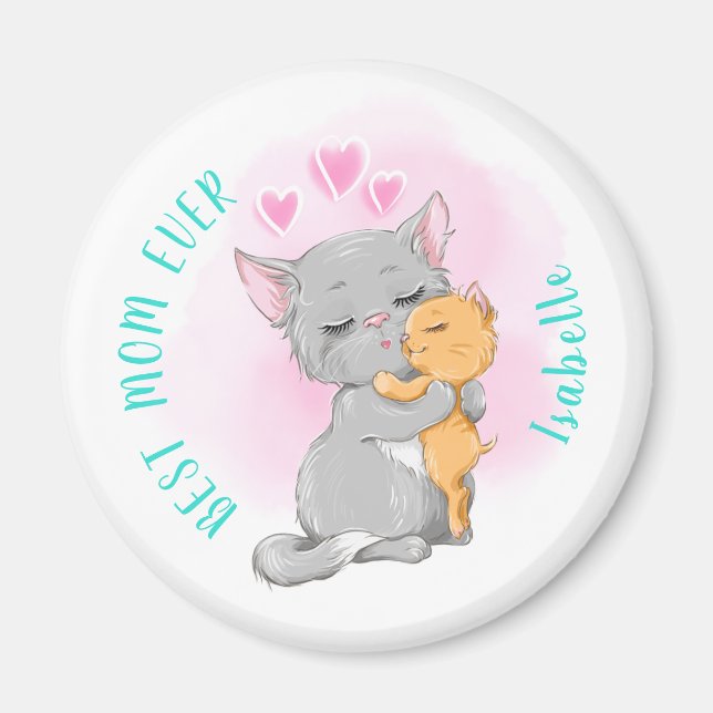 Imán Magnet de mamá, gato lindo, mejor mamá jamás regal (Frente)