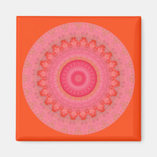 Imán Magnet de Mandala rosa, Naranja y amarillo