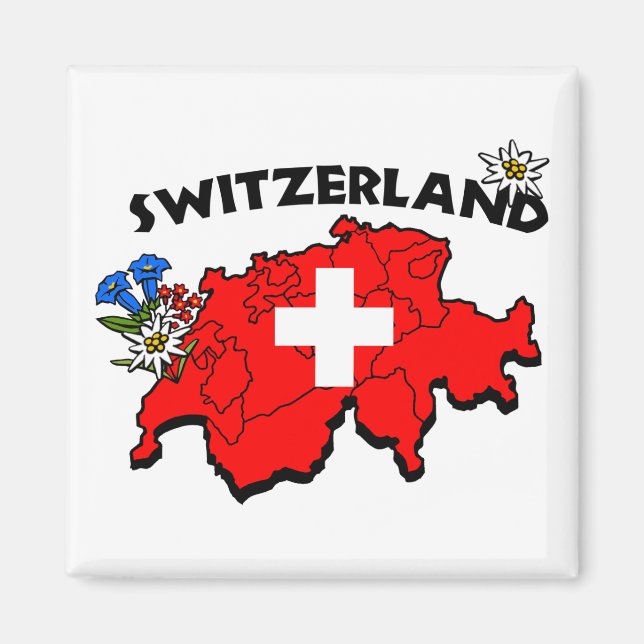 Imán Magnet de mapa de Suiza (Frente)