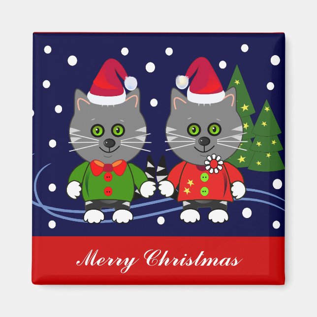 Imán Magnet de Navidades con gatos Personalizados (Frente)