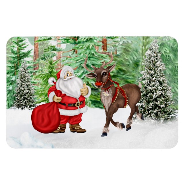Imán Magnet de navidades con Santa y Venado (Horizontal)
