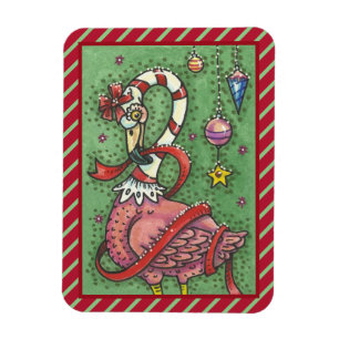 IMÁN MAGNET DE NAVIDADES DE FLAMINGO DE CÁNCARA DE CAND