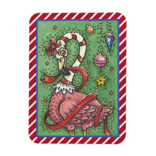 IMÁN MAGNET DE NAVIDADES DE FLAMINGO DE CÁNCARA DE CAND