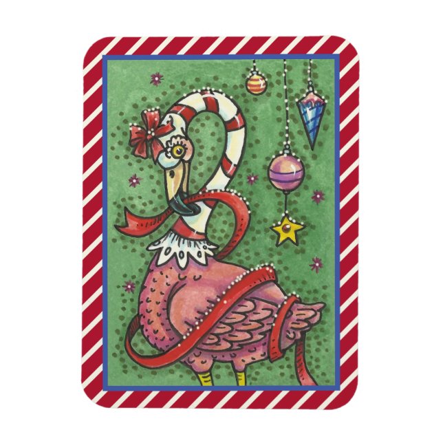 IMÁN MAGNET DE NAVIDADES DE FLAMINGO DE CÁNCARA DE CAND (Vertical)