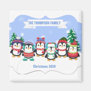 Imán Magnet de Navidades de seis pingüinos personaliza