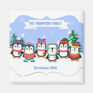 Imán Magnet de Navidades de seis pingüinos personalizad