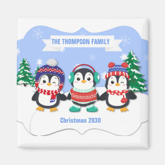 Imán Magnet de Navidades de tres pingüinos personalizad