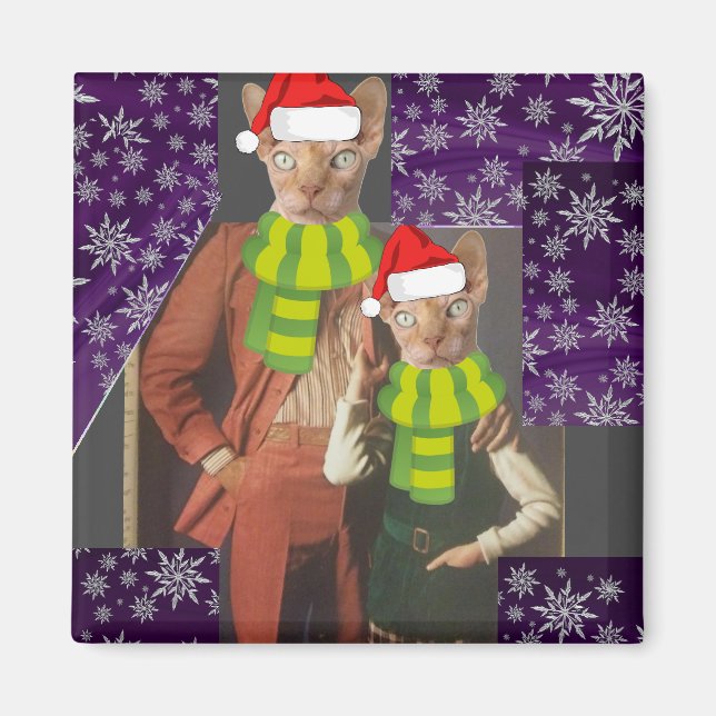 IMÁN MAGNET DE NAVIDADES GRANDES DE RETRO CAT 1970 (Frente)