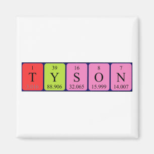 Imán Magnet de nombre de tabla periódica de Tyson