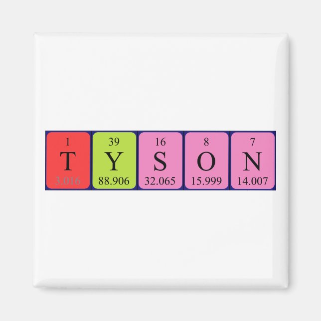 Imán Magnet de nombre de tabla periódica de Tyson (Frente)
