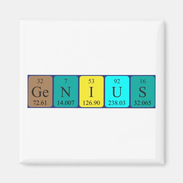 Imán Magnet de nombre de tabla periódica Genius (Frente)