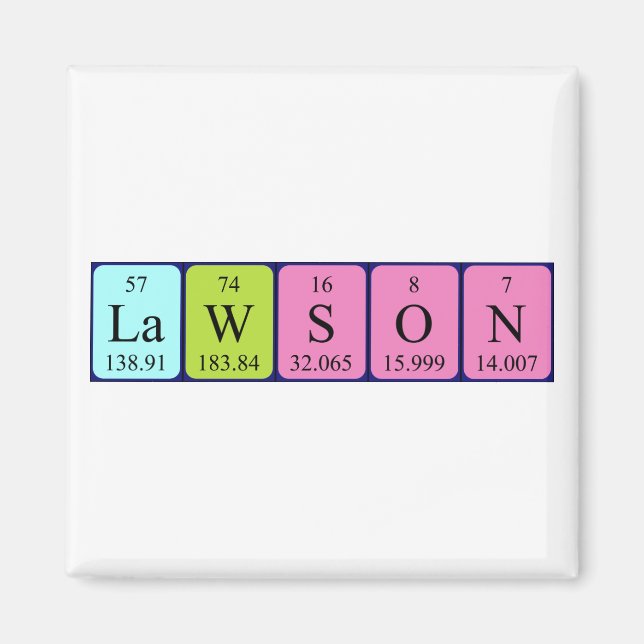 Imán Magnet de nombre de tabla periódica Lawson (Frente)