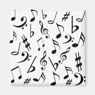 Imán Magnet de notas musicales - Blanco y negro