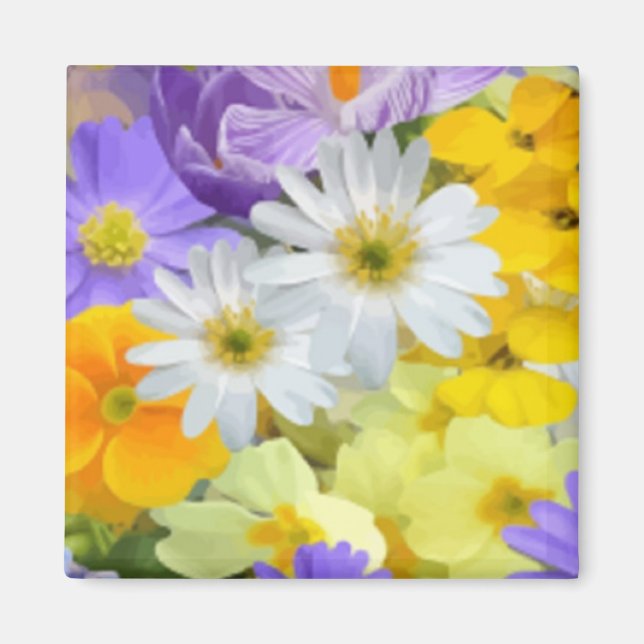 IMÁN MAGNET DE PATRÓN DE FONDO FLORAL MULITCOLORADO (Frente)