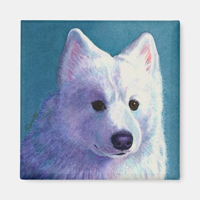 Imán Magnet de perro de Samoyed - "Buda" (Frente)