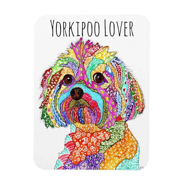 Imán Magnet de perro yorkipoo 3"x4", lindo y colorido (Vertical)