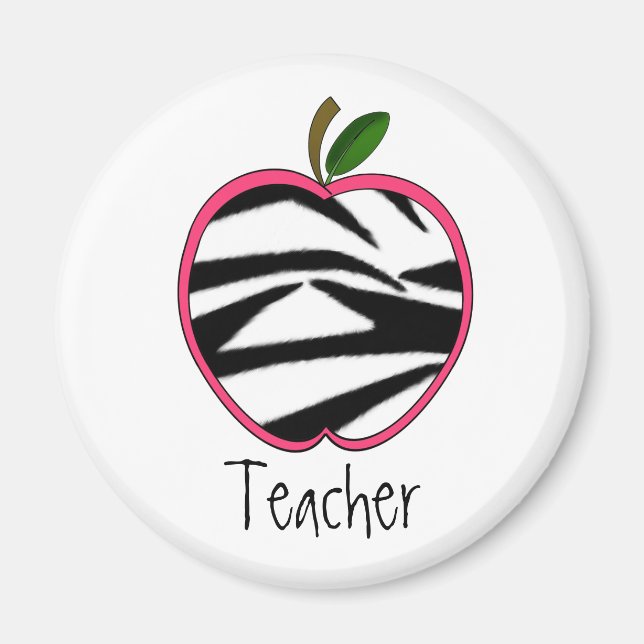 Imán Magnet de profesor - Apple de impresión de cebra (Frente)