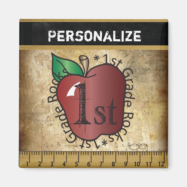 Imán Magnet de profesor de primer grado de estilo vinta (Frente)