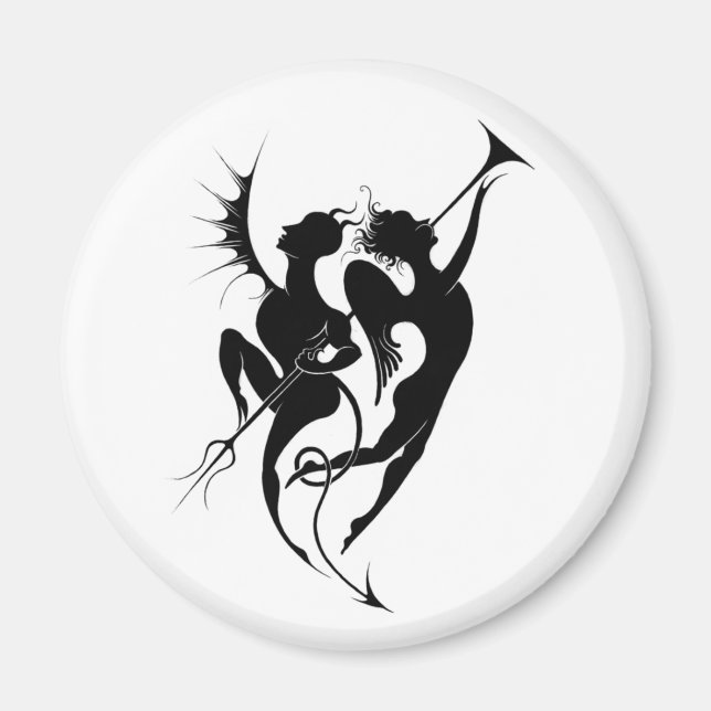 Imán Magnet de silueta de ángel y diablo (Frente)