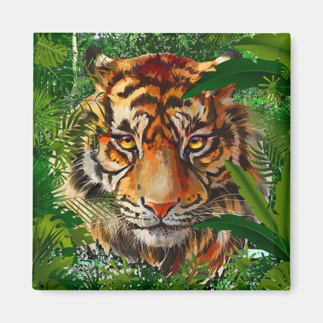 Imán Magnet de tigres - Naturaleza de vida silvestre Ju (Frente)