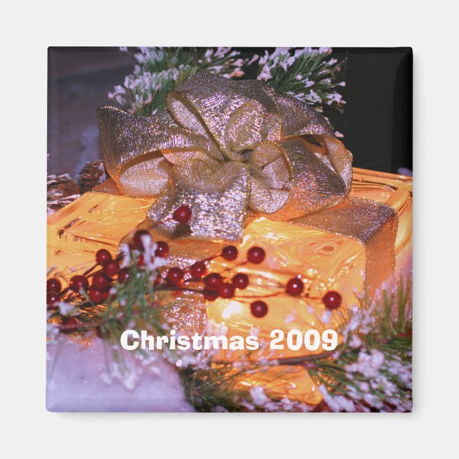 Imán Magnet de vacaciones de Navidades de Gold Bow con  (Frente)