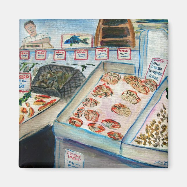 Imán Magnet de venta de pescado (Pike Place Seattle) (Frente)